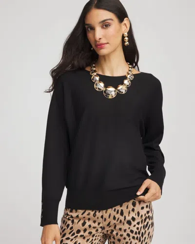 Chico's Ella Boatneck Pullover Sweater In Black