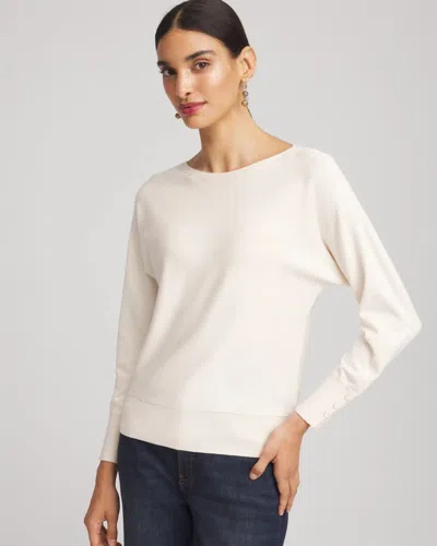 Chico's Ella Boatneck Pullover Sweater In Cream In White