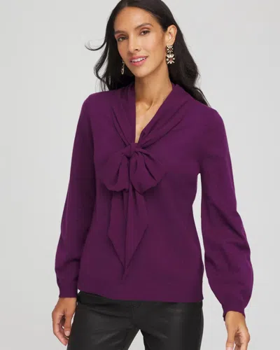 Chico's Ella Bow-detailed Sweater In Purple Royale