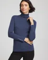 Chico's Ella Button Cuff Turtleneck Sweater In Indigo Sky