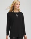 Chico's Ella Button Tunic Sweater In Black In Black