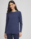 Chico's Ella Button Tunic Sweater In Indigo Sky In Blue