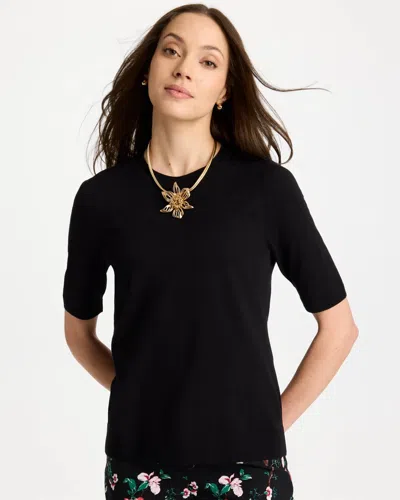 Chico's Ella Crewneck Pullover Sweater In Black