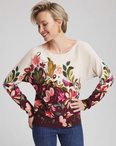Chico's Ella Dolman Chianti Pullover Sweater In Deep Chianti In Multi