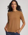 Chico's Ella Embellished Classic-fit Sweater Tee In Burnt Sienna In Brown