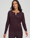 Chico's Ella Embellished Crewneck Cardigan Sweater In Night Bloom In Purple