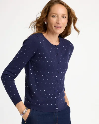Chico's Ella Embellished Cropped Cardigan Sweater In Majestic Midnight