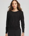 Chico's Ella Embellished Dolman Pullover Sweater In Black In Black