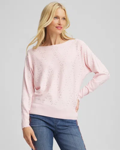 Chico's Ella Embellished Dolman Pullover Sweater In Blushed