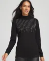 Chico's Ella Embellished Mockneck Sweater In Black In Black