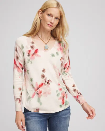 Chico's Ella Flowers & Cream Pullover Sweater