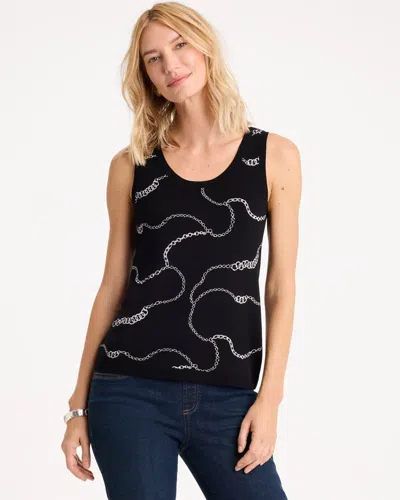 Chico's Ella Gilded Scoopneck Tank In Black