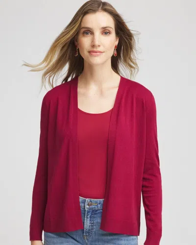 Chico's Ella Long-sleeve Cardigan Sweater In Russet Red