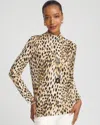 Chico's Ella Mockneck Animal-print Pullover Sweater In Cream In Animal Print