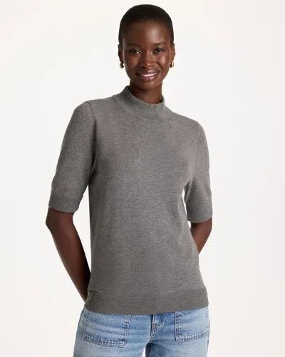 Chico's Ella Mockneck Elbow-sleeve Sweater In Wisp Gray Heather