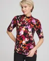 Chico's Ella Mockneck Painterly Pullover Sweater In Black In Multi