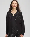 Chico's Ella Ombr Rhinestone Cardigan Sweater In Black In Black