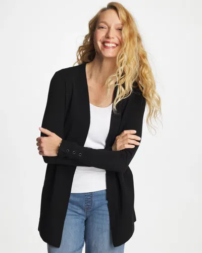 Chico's Ella Ottoman-trim Cardigan Sweater In Black