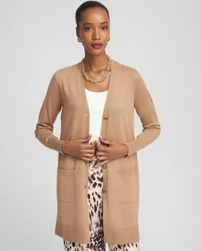 Chico's Ella Pocketed Cardigan Sweater In Caramel Apple In Brown