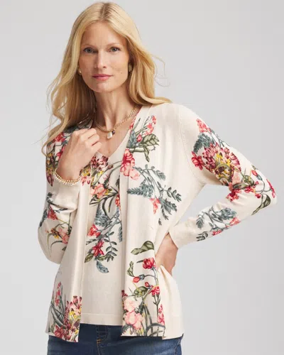 Chico's Ella Printed Long-sleeve Cardigan Sweater In Multi