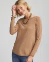 Chico's Ella Ribbed-bateau Pullover Sweater In Caramel Apple In Brown