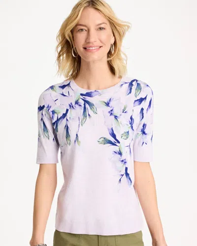 Chico's Ella Short-sleeve Orchid Sweater In Orchid Mist In Purple