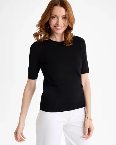 Chico's Ella Short-sleeve Sweater In Black