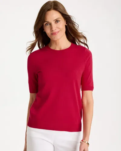 Chico's Ella Short-sleeve Sweater In Cherry Lush In Red