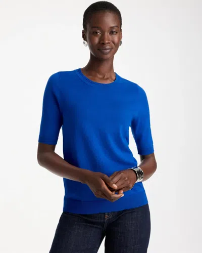 Chico's Ella Short-sleeve Sweater In Planetary Blue