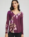 Chico's Ella V-neck Artisinal Pullover Sweater In Deep Chianti In Purple