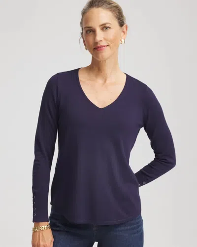 Chico's Ella V-neck Pullover Sweater In Blue