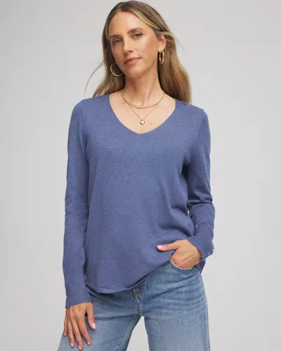 Chico's Ella V-neck Pullover Sweater In Blue Lotus