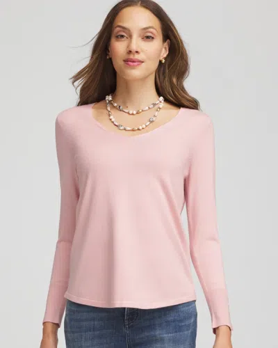 Chico's Ella V-neck Pullover Sweater In Blushed In Pink