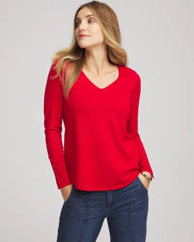 Chico's Ella V-neck Pullover Sweater In Carmine Red