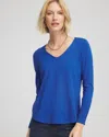 Chico's Ella V-neck Pullover Sweater In Cobalt Stone In Blue