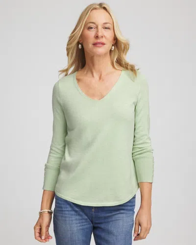 Chico's Ella V-neck Pullover Sweater In Frosted Mint In Green