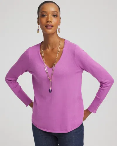 Chico's Ella V-neck Pullover Sweater In Gooseberry In Purple
