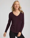 Chico's Ella V-neck Pullover Sweater In Night Bloom In Brown