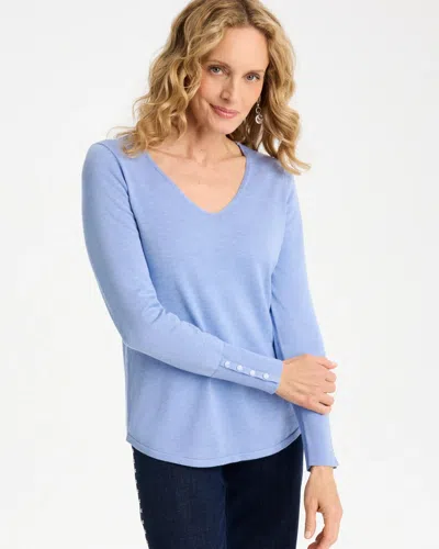Chico's Ella V-neck Pullover Sweater In Blue In Blue Muse