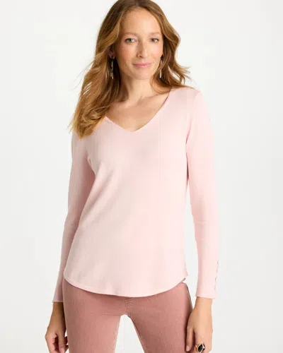 Chico's Ella V-neck Pullover Sweater In Blushed In Pink