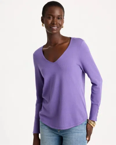 Chico's Ella V-neck Pullover Sweater In Purple In Parisian Purple