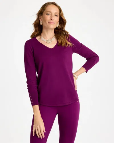 Chico's Ella V-neck Pullover Sweater In Purple Plum