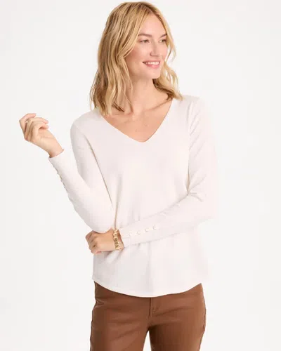 Chico's Ella V-neck Pullover Sweater In Soft Ivory