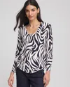 Chico's Ella Zebra V-neck Pullover Sweater In Blue