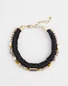 Chico's Embellished Braided Collar Necklace |  In Black/gold