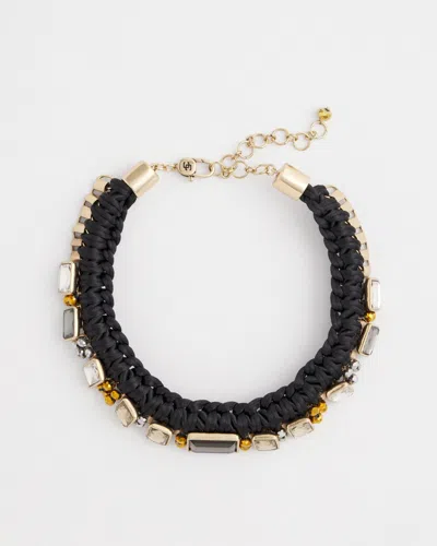Chico's Embellished Braided Collar Necklace |  In Black/gold
