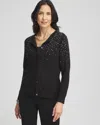 Chico's Embellished Button Cardigan Sweater In Black Size 12/14 |  In Black