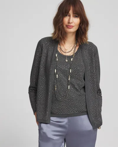 Chico's Embellished Cardigan Sweater In Gray Size 20/22 |  In Graphite Heather Gray