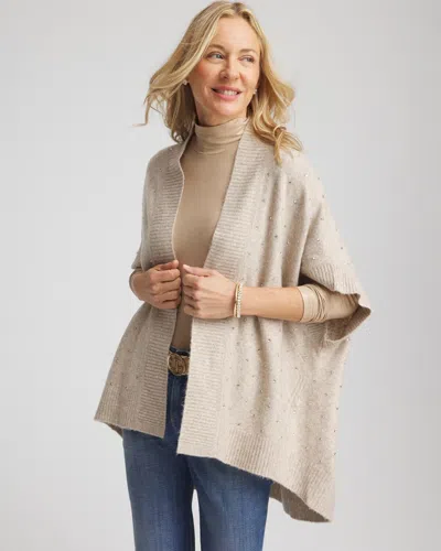 Chico's Embellished Cocoon Ruana In Neutral
