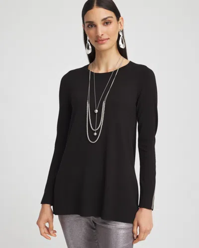 Chico's Embellished Crew Neck Sweater Tunic In Black Size 8/10 |